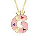Fashion Tin Alloy Enamel Letter Pendant Necklaces NJEW-BB20985-G-1