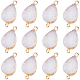 SUNNYCLUE 1 Box 12Pcs White Druzy Charms Agate Charms Gold Alloy Quartz Crystal Gemstone Teardrop Connectors Charm Bulk for Jewelry Making Charms Women DIY Necklaces Earrings Bracelets Crafts Adults FIND-SC0005-34-1