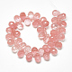 Chapelets de perles en verre de quartz de cerise G-S357-C02-14-2