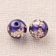Flower Picture Printed Glass Round Beads GLAA-J089-10mm-B03-2