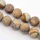 Frosted Round Natural Picture Jasper Beads Strands G-E302-112-10mm-1