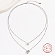 925 Sterling Silver Cable Chains Double Layer Necklaces YE3032-1-1