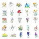 50 pièces styles mélangés motif de fleurs autocollants en plastique pvc imperméables STIC-PW0001-367-4