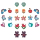 サニークルー22個11スタイル透明アクリルパーツ  3dプリント  花とリンゴとクマとオンドリ/コックと虹と雲とハート  ミックスカラー  2個/スタイル KY-SC0001-49-1