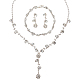 Anattasoul 1 set collana lariat con strass di cristallo e bracciale a catena a maglie e orecchini pendenti SJEW-AN0001-04-1