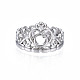 304 Stainless Steel Heart Crown Open Cuff Ring for Women RJEW-S405-259P-2
