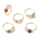 Natural & Synthetic Mixed Gemstone Braided Bead Style Finger Ring RJEW-JR00615-1