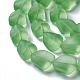 透明なすりガラスビーズ連売り  ナゲット  薄緑  15x12x9.5mm  穴：1mm  約40個/連  23.62''（60センチメートル） FGLA-S001-02B-3