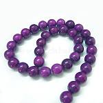 Naturstein Perlen, gefärbt, Runde, lila, 4 mm, Bohrung: 0.8 mm, ca. 93 Stk. / Strang, 15 Zoll