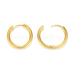 Ion Plating(IP) 304 Stainless Steel Huggie Hoop Earrings, Manual Polishing, Hypoallergenic Earrings, Thick Hoop Earrings, Ring, Real 18K Gold Plated, 10 Gauge, 19x2.5mm, Pin: 1mm