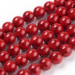 Abalorios de turquesas sintéticas hebras, teñido, redondo, rojo, 10mm, agujero: 1 mm, aproximamente 40 pcs / cadena, 15.7