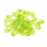Transparent Glass Pendants, Leaf, Two Tone, Green Yellow, 18x11x3mm, Hole: 1.2mm