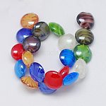 Perles vernissées manuelles, nacré, plat rond, couleur mixte, 20x11mm, Trou: 2mm