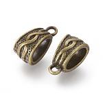 Fianzas de tubo de estilo tibetano, fianzas de bucle, Sin cadmio y níque y plomo, abalorios de fianza, Bronce antiguo, 14x7.5x9mm, agujero: 1.5 mm