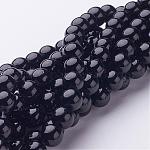 Chapelets de perles rondes en jade de Mashan naturelle, teinte, noir, 8mm, Trou: 1mm, Environ 51 pcs/chapelet, 15.7 pouce