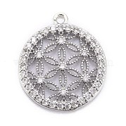 Латунные микропаве прозрачные подвески с фианитом ZIRC-A018-05P-RS