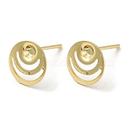 Плоские круглые серьги-гвоздики из нержавеющей стали 201 STAS-Q315-06G