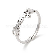 304 Stainless Steel Word Adjustable Ring RJEW-L107-019P