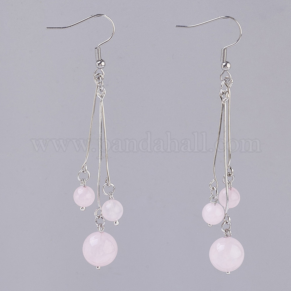 rose quartz dangle earrings