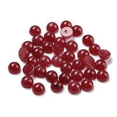 Cabujones teñidos de jade blanco natural, semicírculo, de color rojo oscuro, 4x2~2.5mm