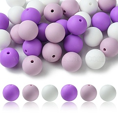 30 Uds. Cuentas de silicona de 3 colores cuentas redondas de goma cuentas espaciadoras sueltas de 15mm para suministros de diy fabricación de llaveros de joyería, color mezclado, 15mm, agujero: 3 mm, 10 piezas / color