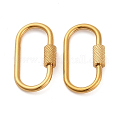 Ionenplattierung (IP) 304 Edelstahl-Schraubkarabinerverschluss-Anhänger, für die Herstellung von Halsketten, SchnellVerbinder, Oval, golden, 26x14x4 mm, Schraube: 8x4 mm