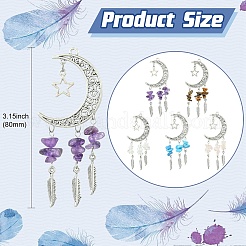 10 шт. 5-х цветный сплав в тибетском стиле с большими подвесками из смешанной каменной крошки&nbsp;PALLOY-CJ00159