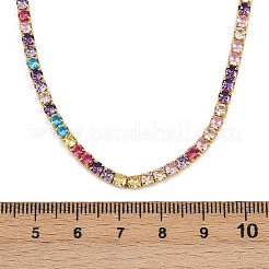 925 collier tennis en argent sterling pavé de zircones cubiques colorées pour femme&nbsp;NJEW-C096-01B-G01