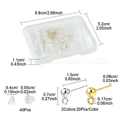 40 шт. 2 цвета фурнитура для сережек-гвоздиков из нержавеющей стали 304&nbsp;STAS-FS0001-57