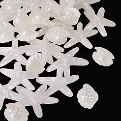 26 шт. 2 стиля УФ-покрытие океанская тематика прозрачные смоляные кабошоны&nbsp;CRES-TA0001-54