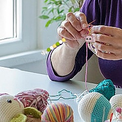 6 спица для вязания из бамбука с бисером и 6 набора эмалевых маркеров для петель из сплава кошек&nbsp;DIY-DR00013