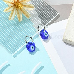 Orecchini a cerchio pendenti con malocchio in muratura blu&nbsp;EJEW-JE05276-01