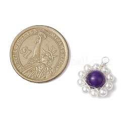 Pendentifs en jade malaisien naturel teinté enveloppés de fil de cuivre&nbsp;PALLOY-JF02925