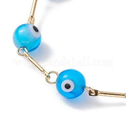 Pulseras de cadena de eslabones de mal de ojo de murano&nbsp;BJEW-JB10045-02