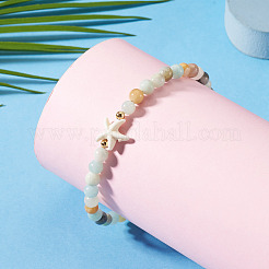 Bracelets de cheville ronds en perles d'amazonite&nbsp;AJEW-TA00061