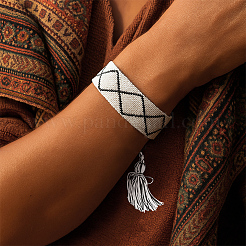 3шт 3-х цветные плетеные браслеты из хлопкового шнура ручной работы для женщин&nbsp;BJEW-GO0002-01