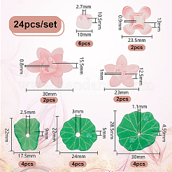 24 шт. 7 стиля имитация лотоса/листьев лотоса акриловые колпачки для бусин&nbsp;FIND-DR001-42