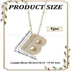 Collier avec pendentif lettre en laiton micro pavé en oxyde de zirconium 1 pièce&nbsp;NJEW-LP0001-43B-G