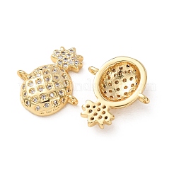 Breloques connecteurs en forme de fruits en laiton micro pavé de zircones cubiques transparentes&nbsp;CU-H002-04G