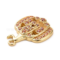 Ciondoli ecologici in ottone micro pavé di zirconi cubici arancio scuro&nbsp;KK-D079-22G