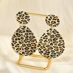 Серьги-гвоздики из сплава с леопардовым принтом&nbsp;EJEW-K304-01A-G