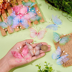32 stücke 8 arten tuch schmetterling mit imitation perle ornament zubehör&nbsp;DIY-TA0014-29