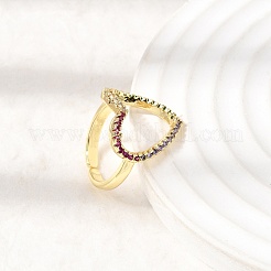 Offene Manschettenringe aus Messing mit Mikropavé und Zirkonia&nbsp;RJEW-P186-04G