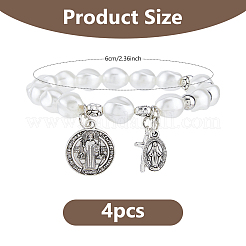 4 pulsera con dijes de cuentas de aleación religiosa&nbsp;BJEW-DC0001-32