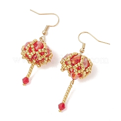 Boucles d'oreilles pendantes en verre électroplaqué transparent et perles de verre granuleux&nbsp;EJEW-MZ00714-02