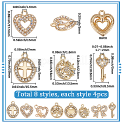 32 Stück 8 Stile Legierung Strass Anhänger Sets&nbsp;ALRI-SC0001-56
