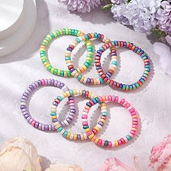 6 pz braccialetti elastici fatti a mano in argilla polimerica con perline heishi per ragazza&nbsp;BJEW-JB11377