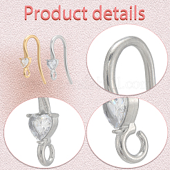 20 шт. 2 стиля крючков для сережек из нержавеющей стали 304 со стразами&nbsp;STAS-BBC0007-16B
