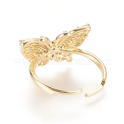 Регулируемые латунные кольца из микро-паве кубического циркония&nbsp;RJEW-F101-07G