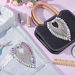 2 accessorio per abbigliamento con strass a forma di foglia&nbsp;DIY-GA0007-89